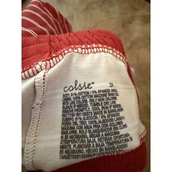 Women's Colsie Red & White Striped Bralette & Shorts Undergarment Set Size 2X - Picture 5 of 5